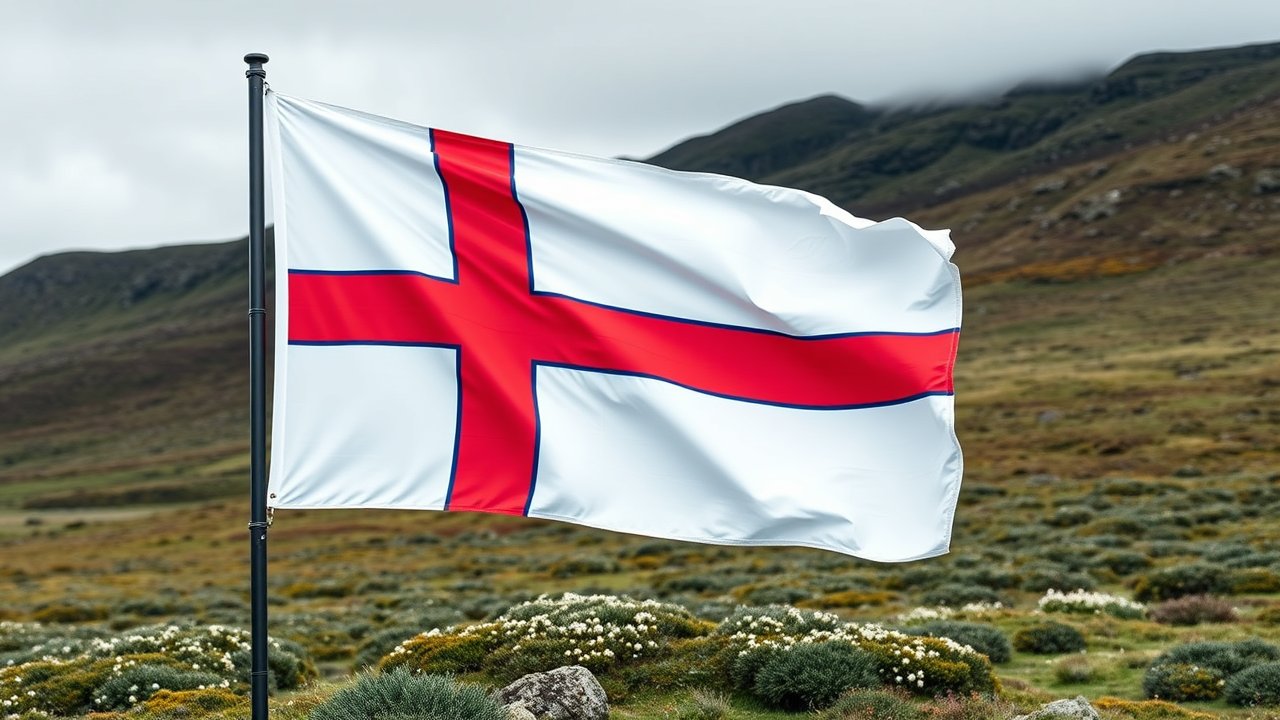 Flag of Faroe Islands 🇫🇴 in native landscape style