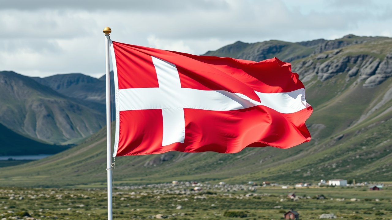 Flag of Greenland 🇬🇱 in native landscape style