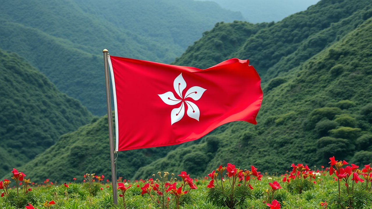 Flag of Hong Kong 🇭🇰 in native landscape style