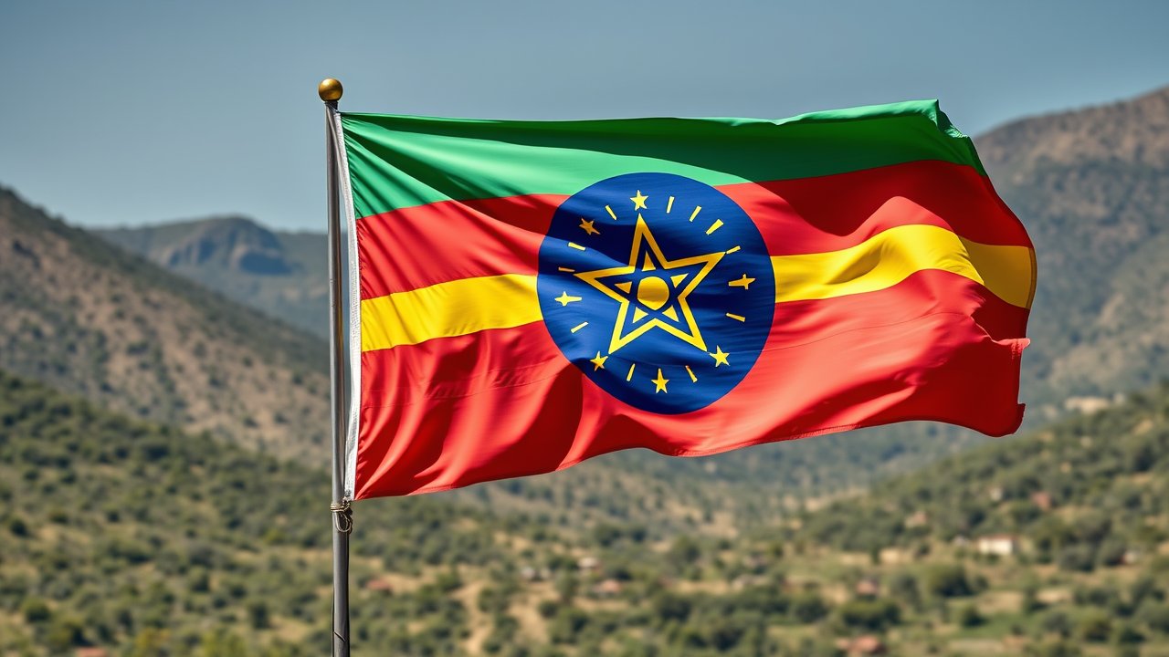 Flag of Ethiopia 🇪🇹 in native landscape style