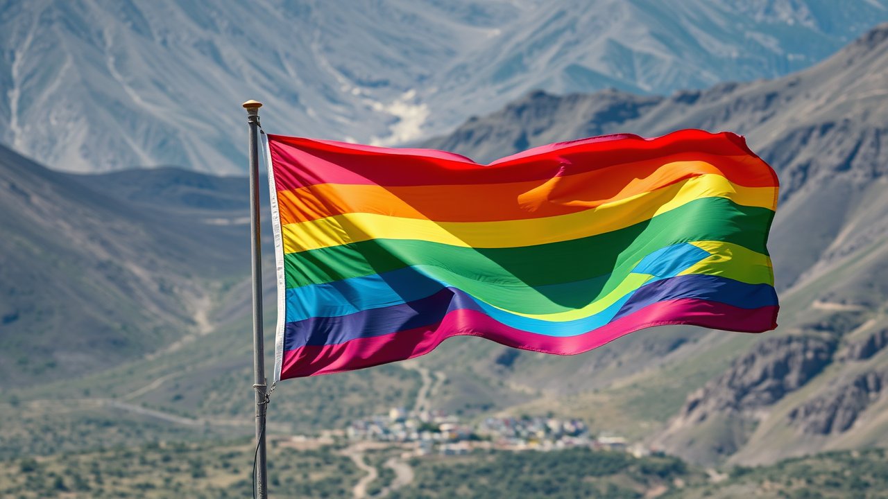 Flag of Pride 🏳️‍🌈 (Rainbow) in native landscape style