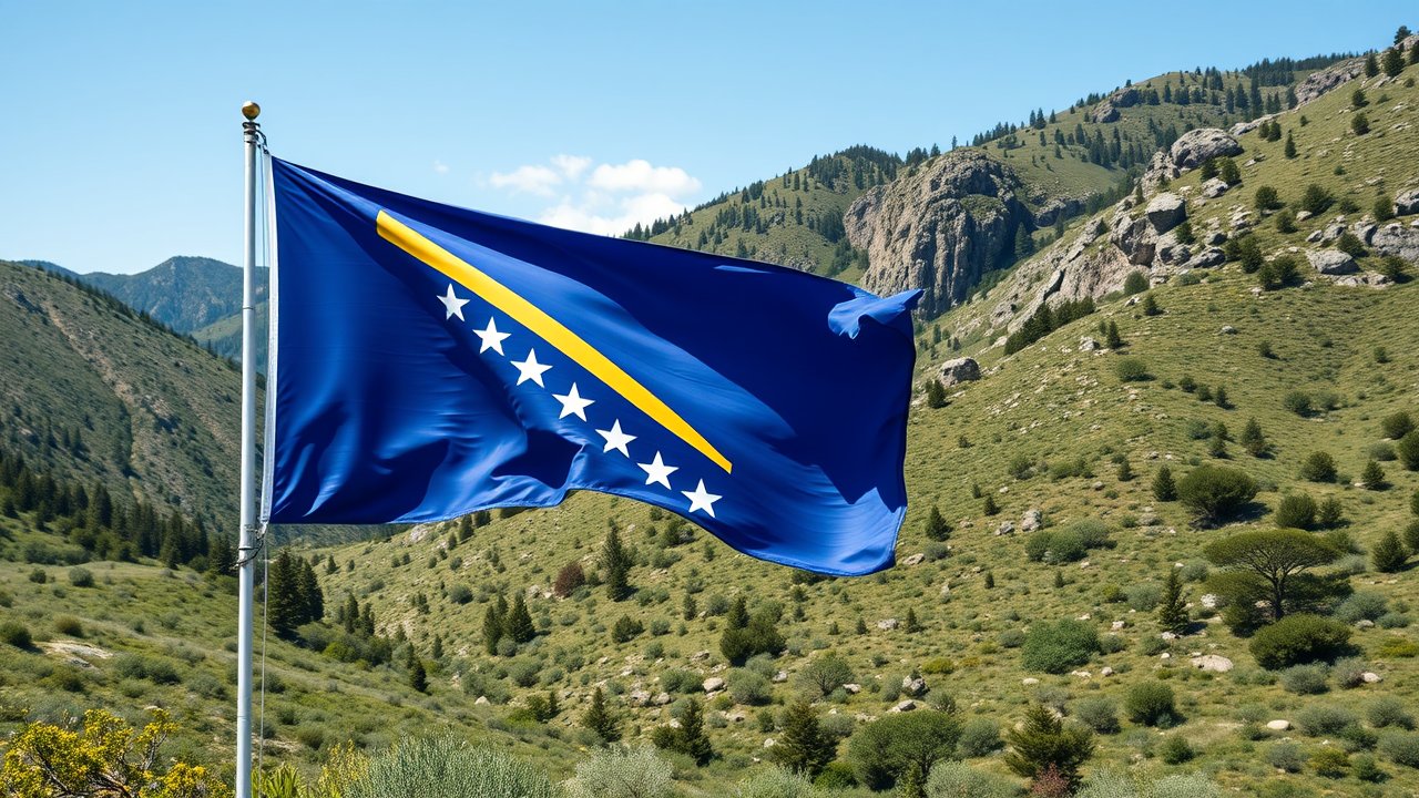 Flag of Bosnia and Herzegovina 🇧🇦 in native landscape style