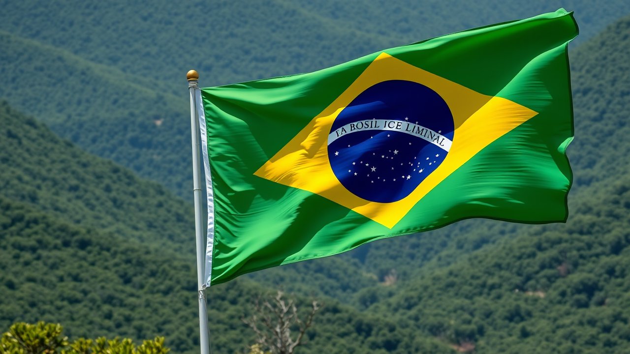 Flag of Brazil 🇧🇷 in native landscape style