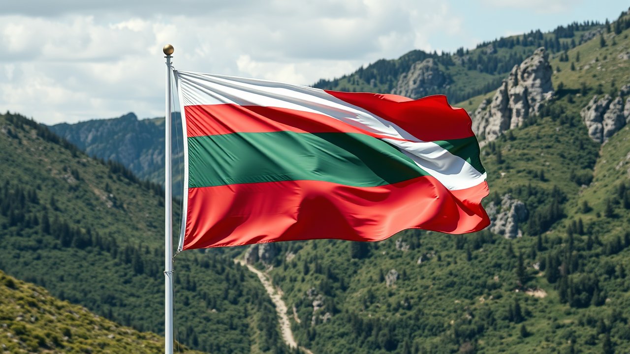 Flag of Bulgaria 🇧🇬 in native landscape style