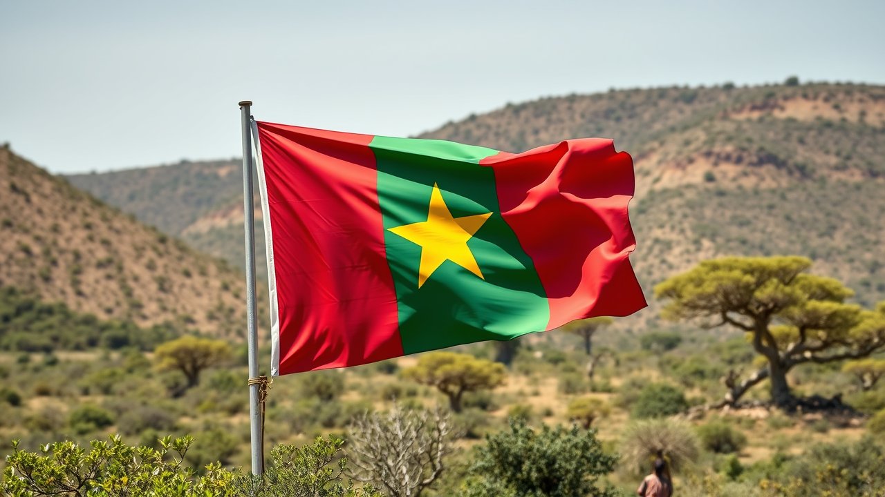 Flag of Burkina Faso 🇧🇫 in native landscape style
