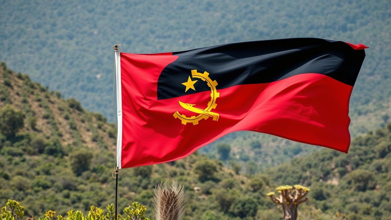 Flag of Angola 🇦🇴 in native landscape style