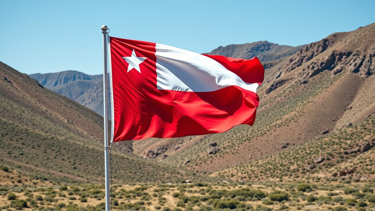 Flag of Chile 🇨🇱 in native landscape style