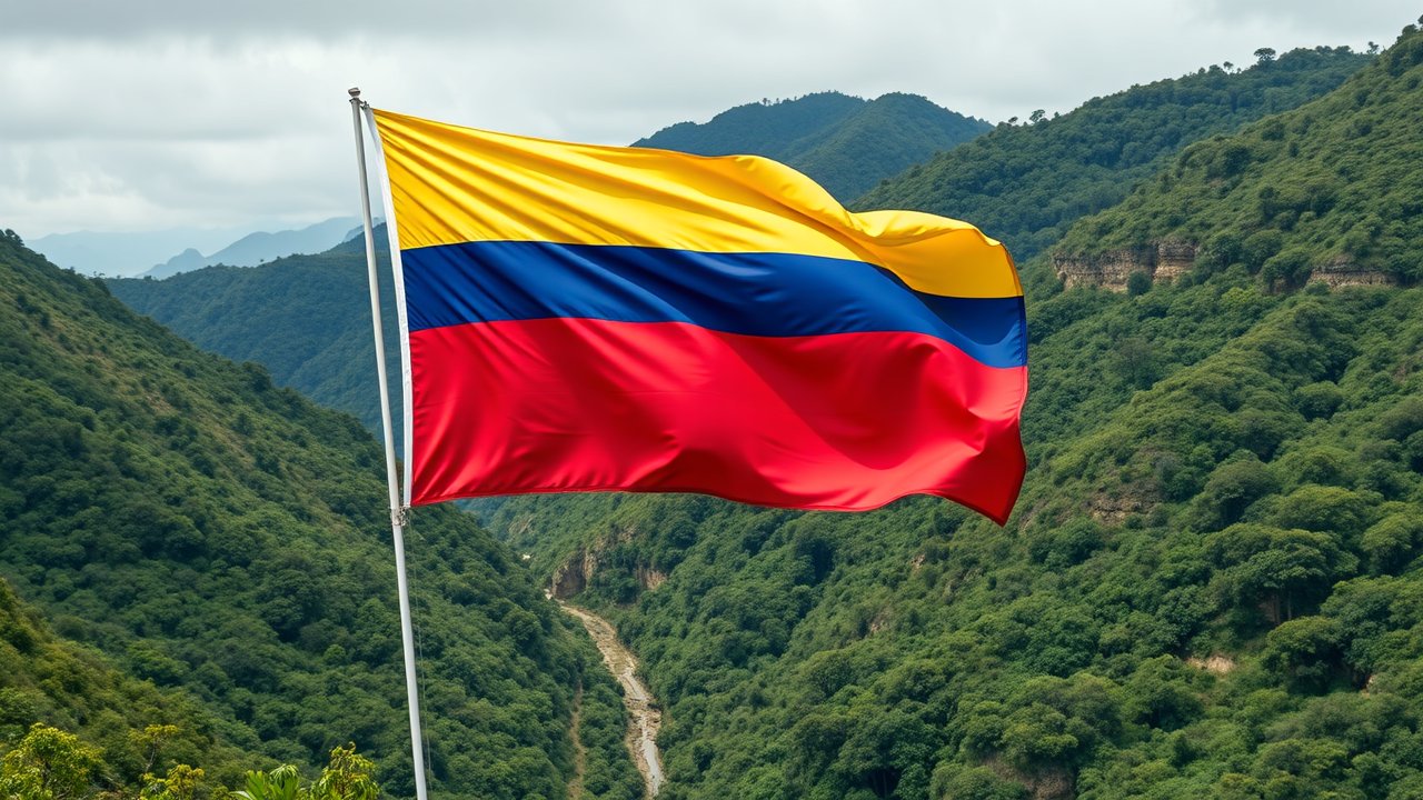 Flag of Colombia 🇨🇴 in native landscape style