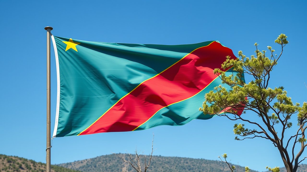 Flag of Democratic Republic of the Congo 🇨🇩 in native landscape style