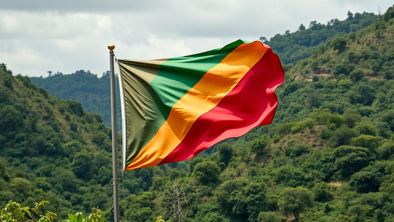 Flag of Congo 🇨🇬 in native landscape style