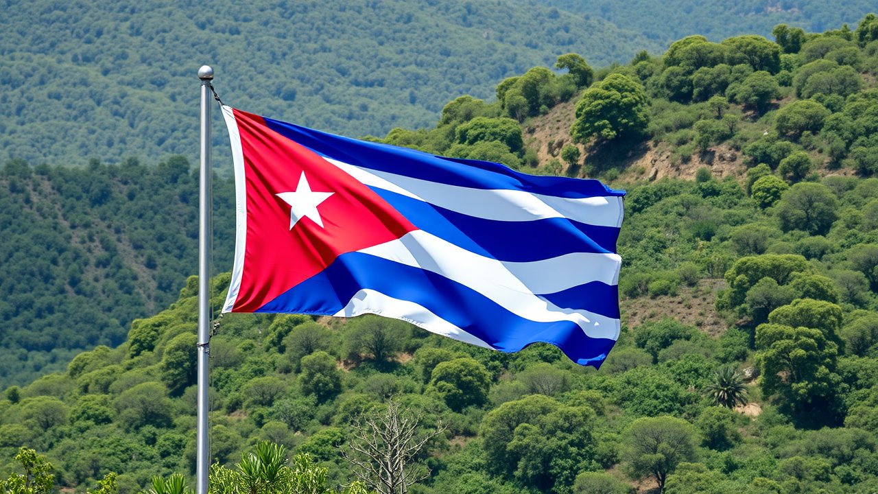 Flag of Cuba 🇨🇺 in native landscape style