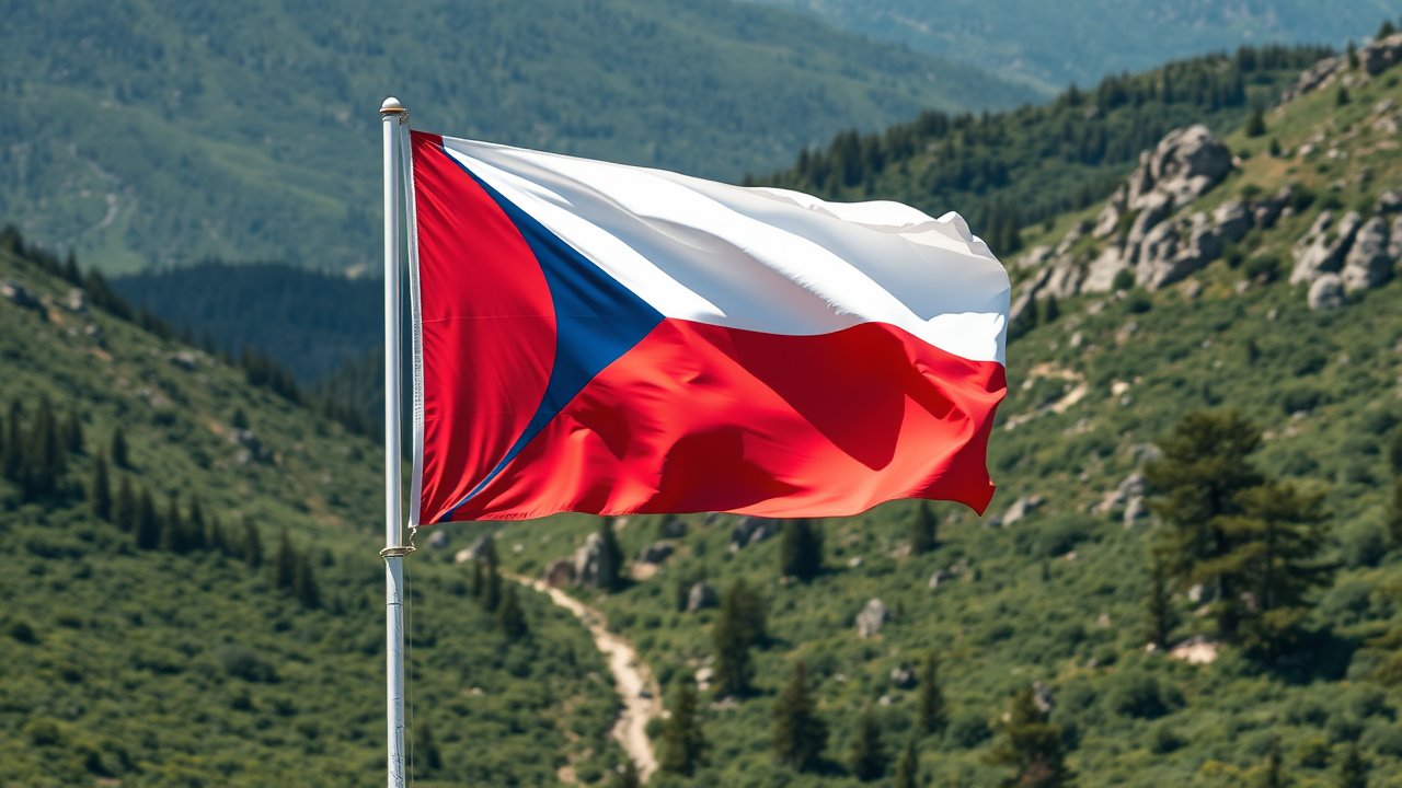 Flag of Czech Republic 🇨🇿 in native landscape style