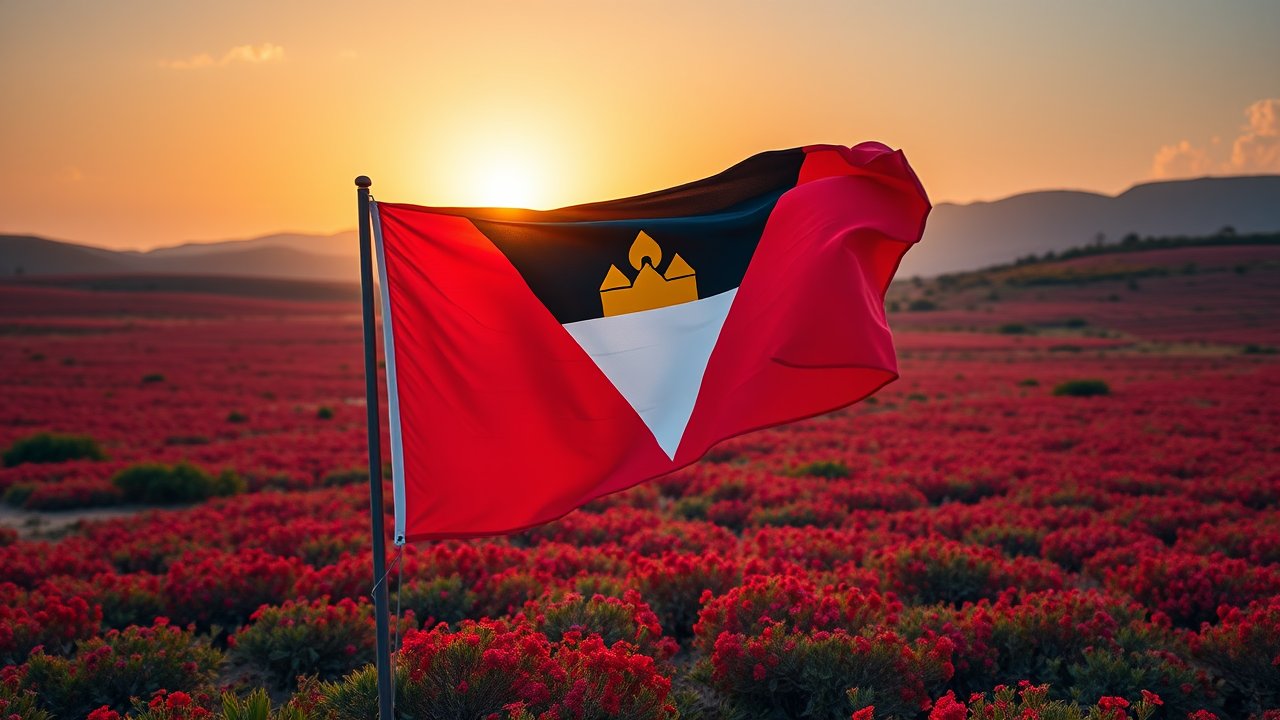 Flag of Antigua and Barbuda 🇦🇬 in native landscape style