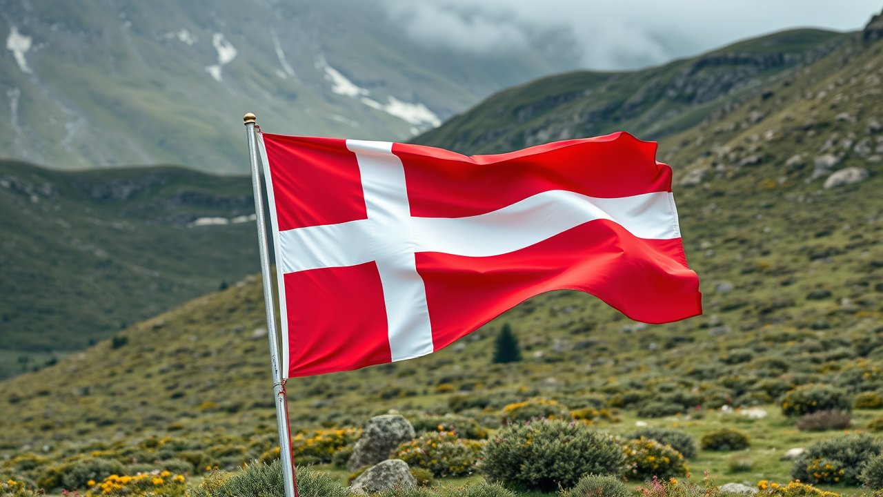 Flag of Denmark 🇩🇰 in native landscape style