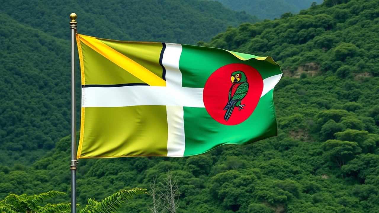 Flag of Dominica 🇩🇲 in native landscape style