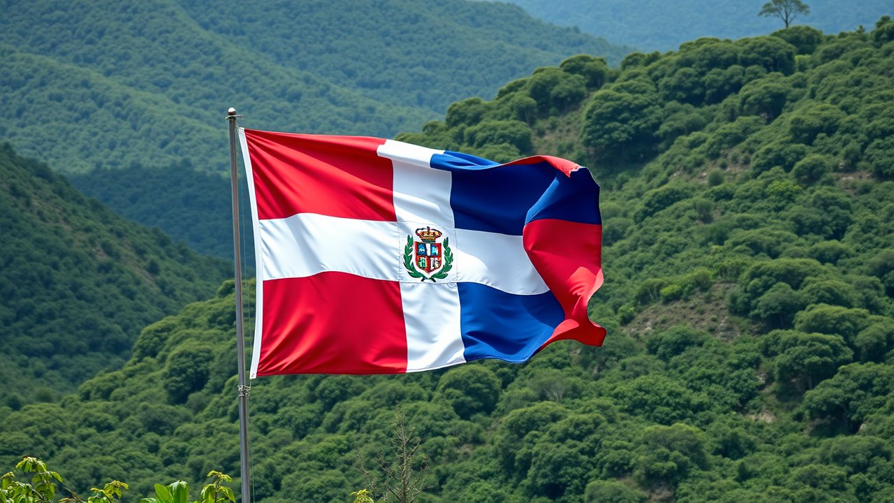 Flag of Dominican Republic 🇩🇴 in native landscape style