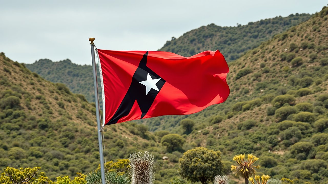 Flag of Timor Leste 🇹🇱 in native landscape style