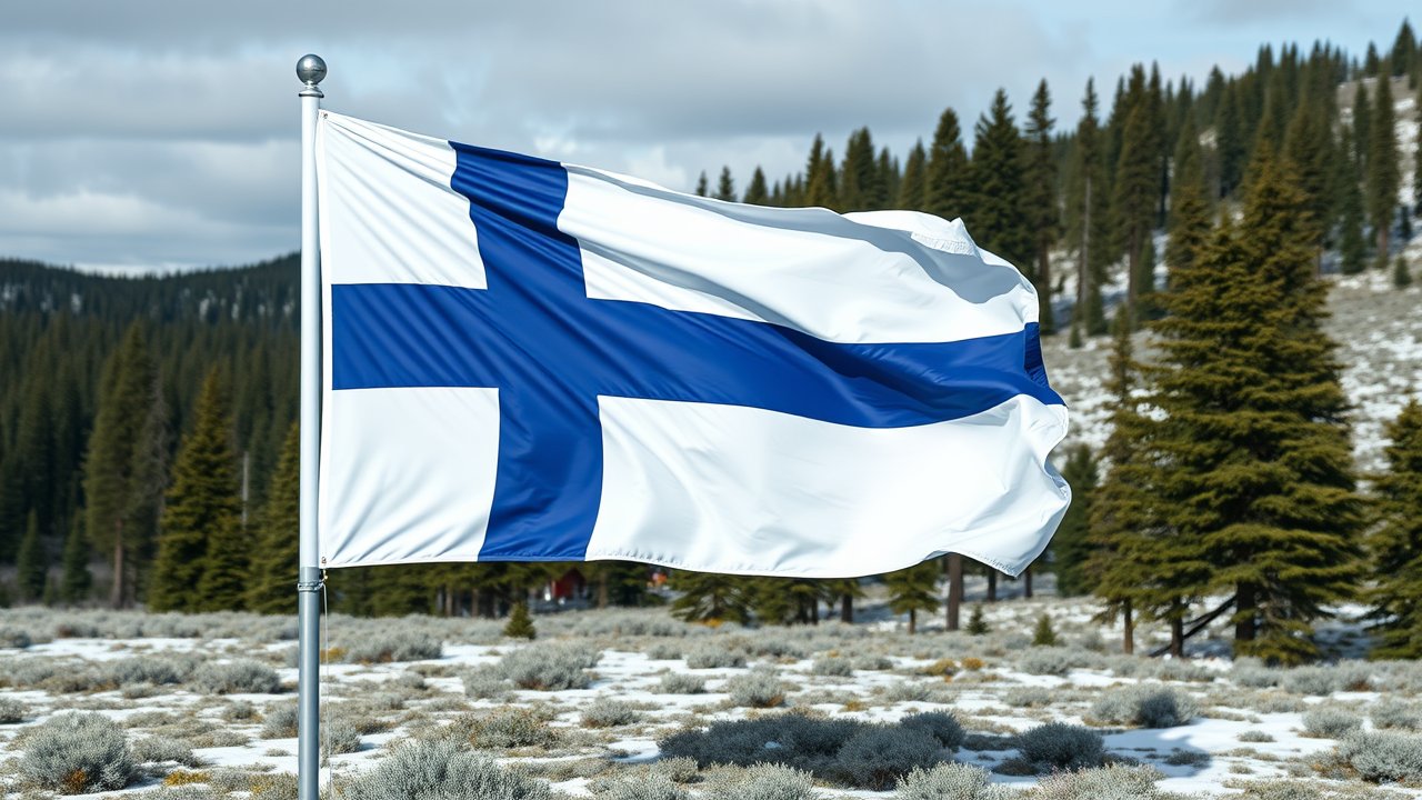 Flag of Finland 🇫🇮 in native landscape style