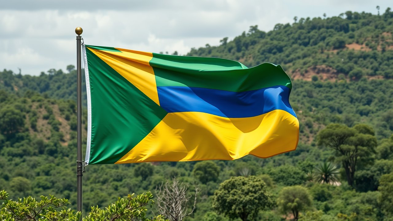 Flag of Gabon 🇬🇦 in native landscape style