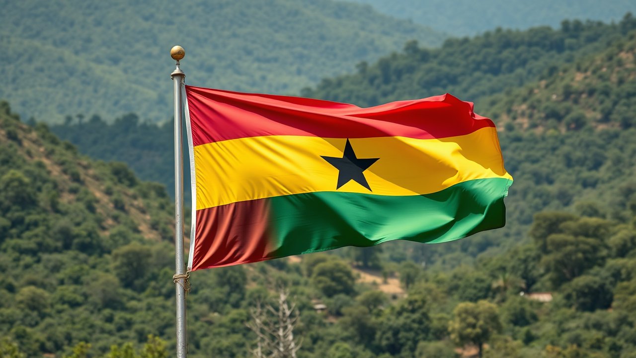 Flag of Ghana 🇬🇭 in native landscape style