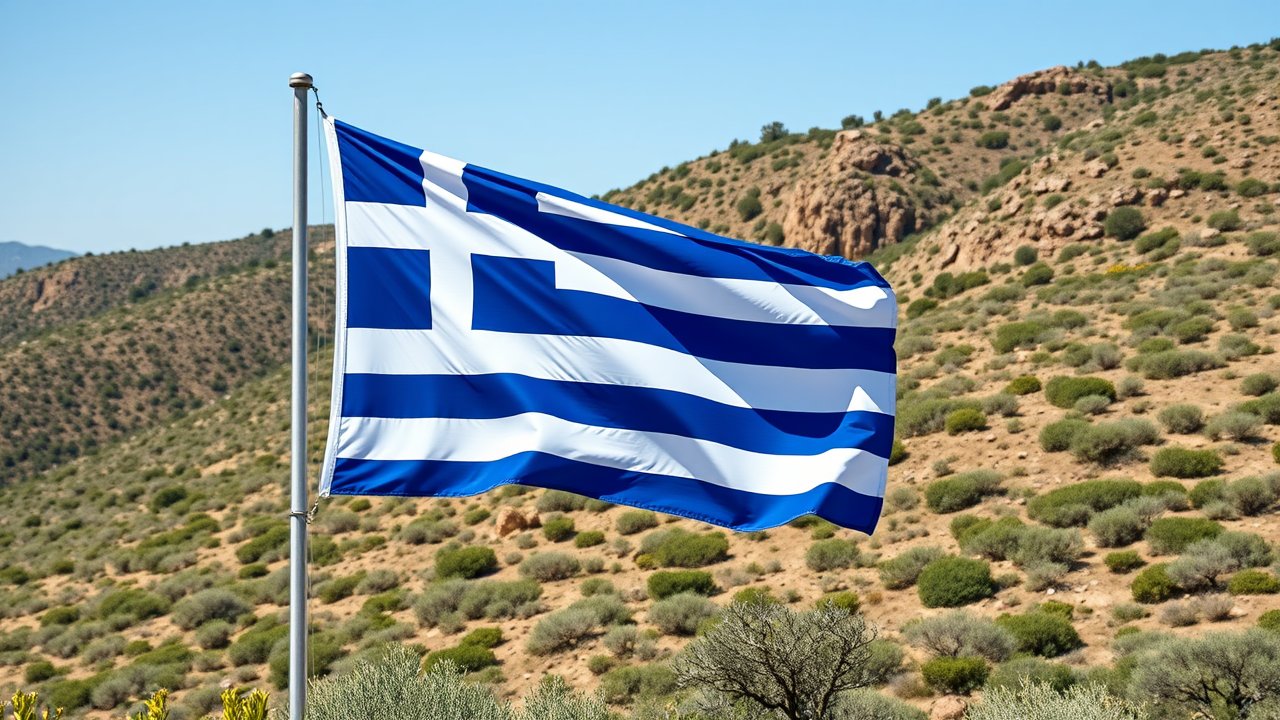 Flag of Greece 🇬🇷 in native landscape style