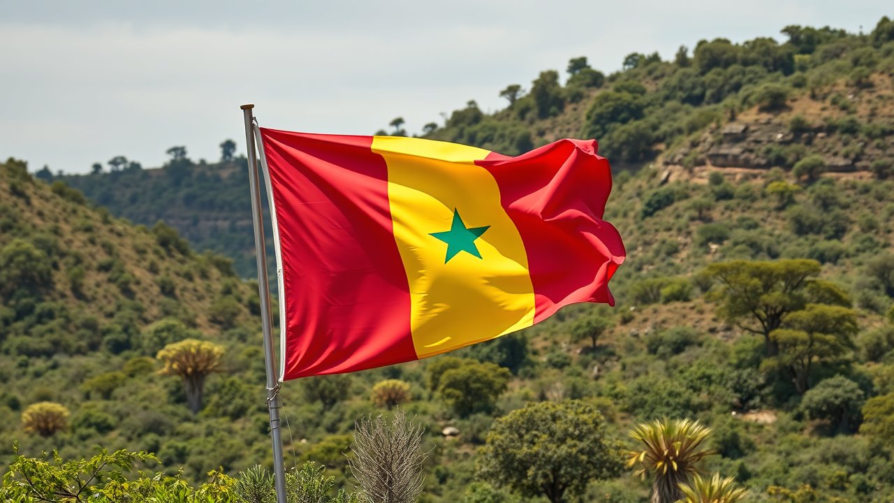 Flag of Guinea 🇬🇳 in native landscape style
