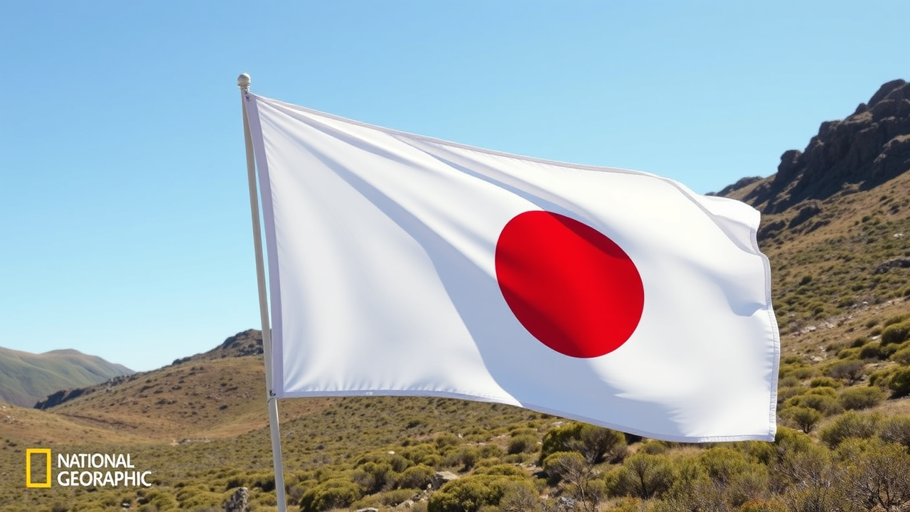 Flag of Japan in native landscape style