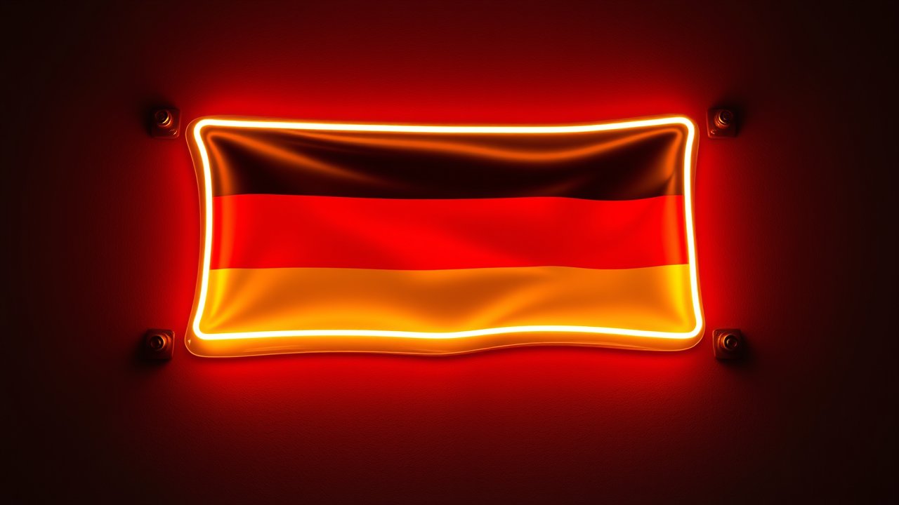 Flag of Germany 🇩🇪 in neon sign style