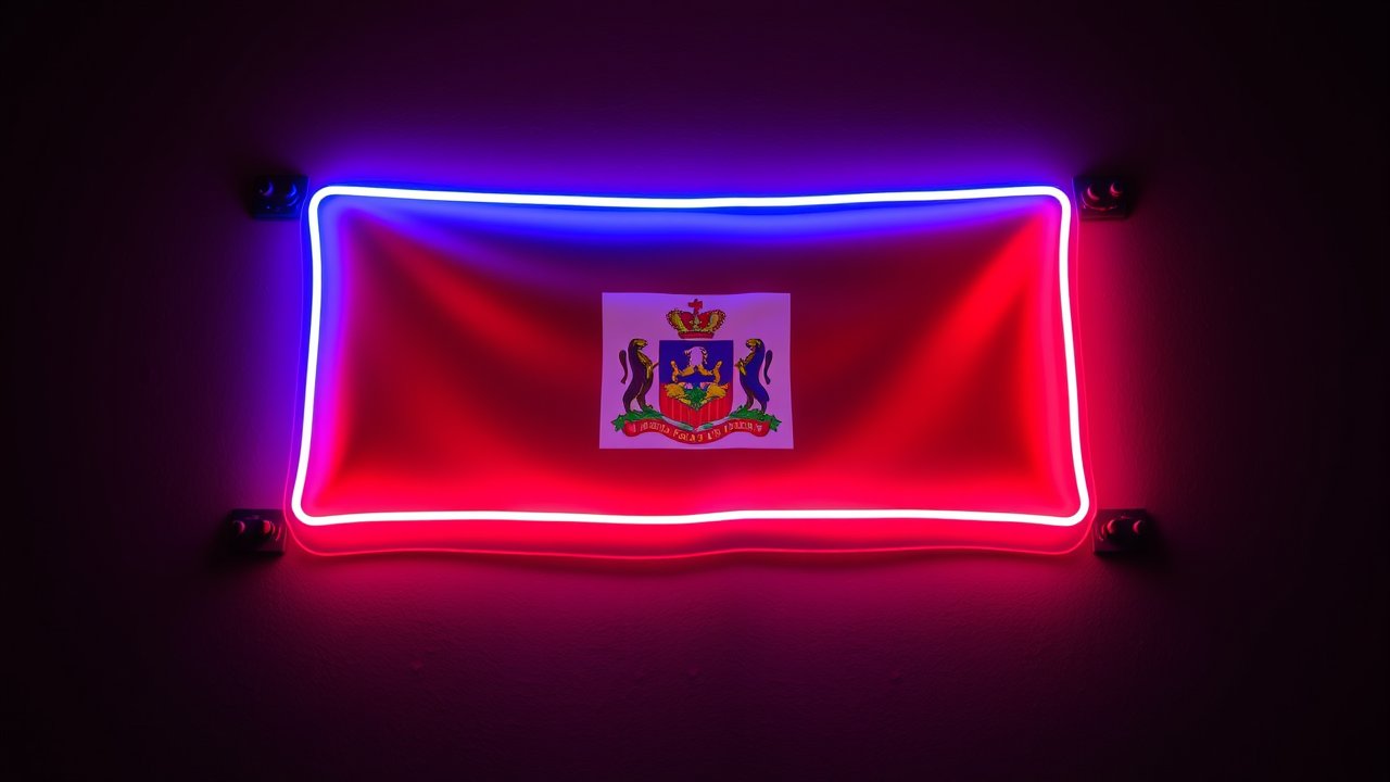 Flag of Haiti 🇭🇹 in neon sign style
