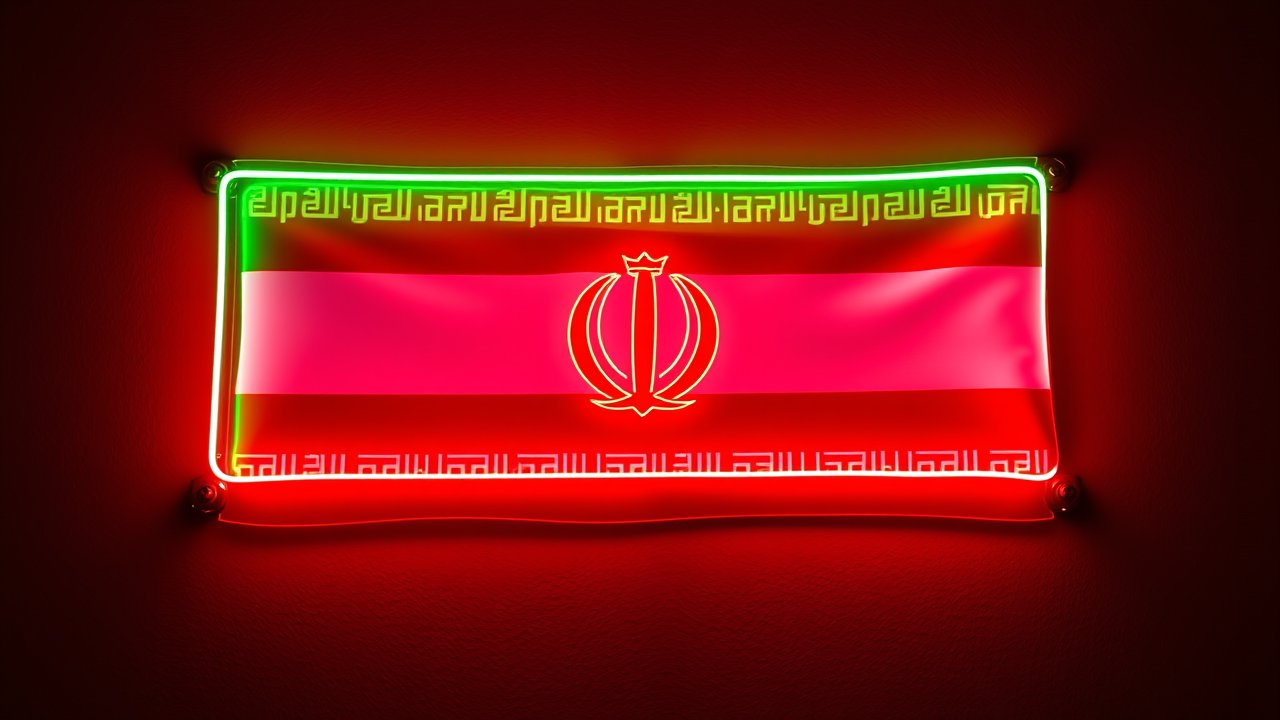 Flag of Iran 🇮🇷 in neon sign style