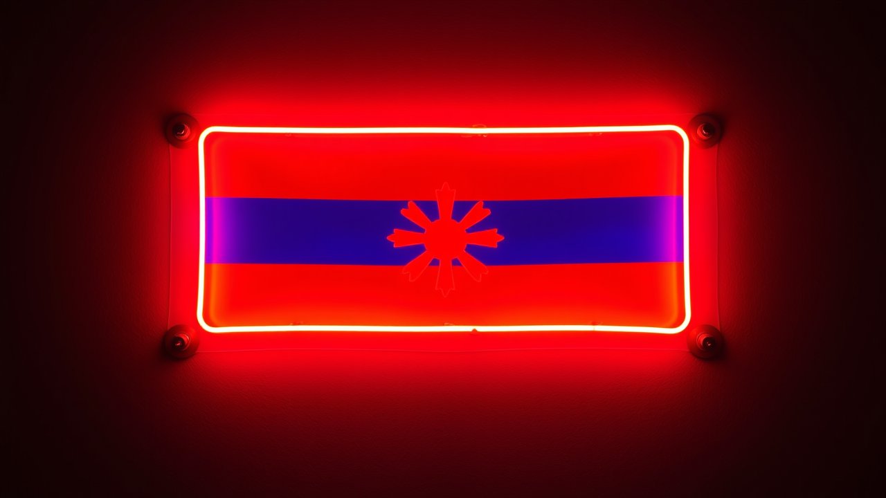 Flag of Armenia 🇦🇲 in neon sign style
