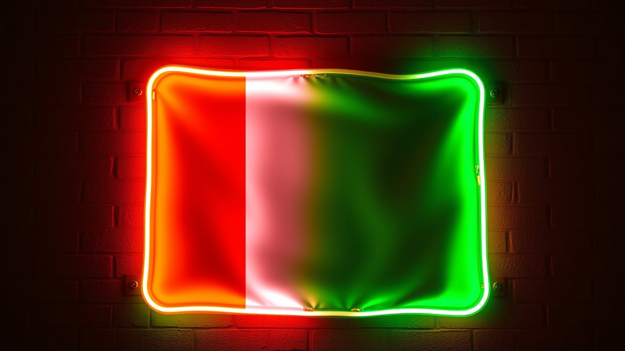 Flag of Côte d’Ivoire 🇨🇮 in neon sign style