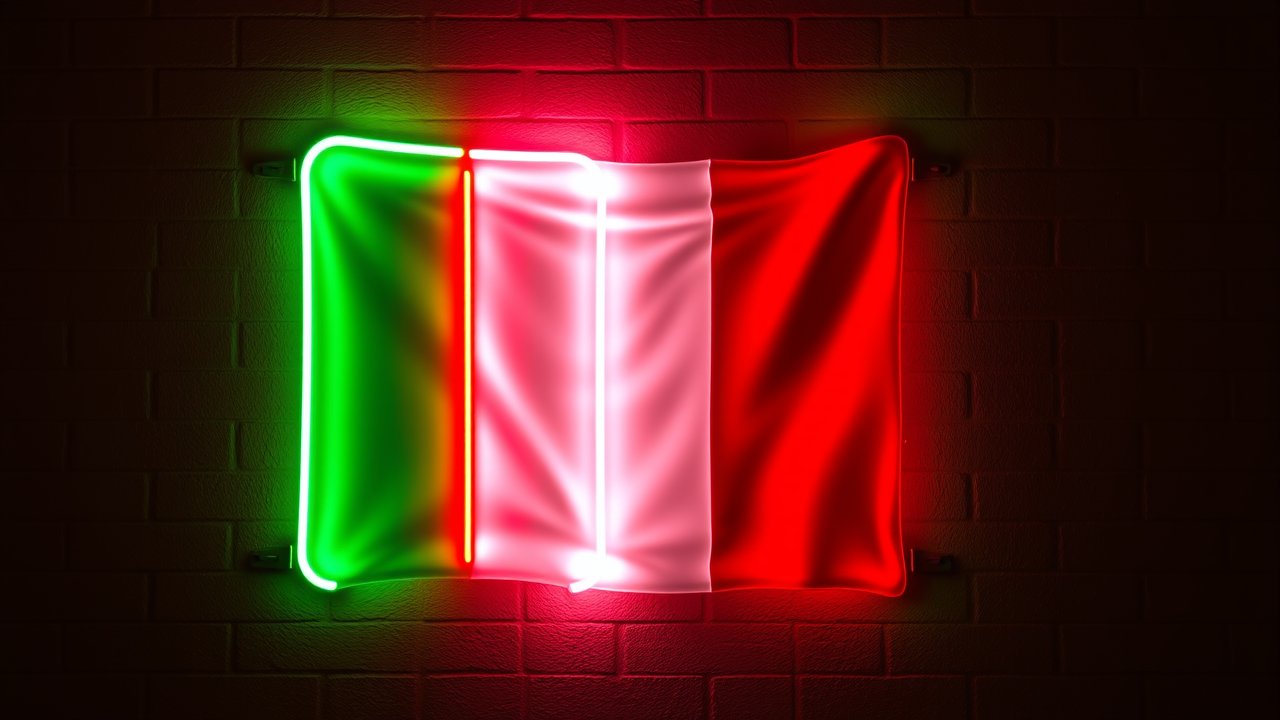 Flag of Italy ๐ฎ๐น (Italian) in neon sign style