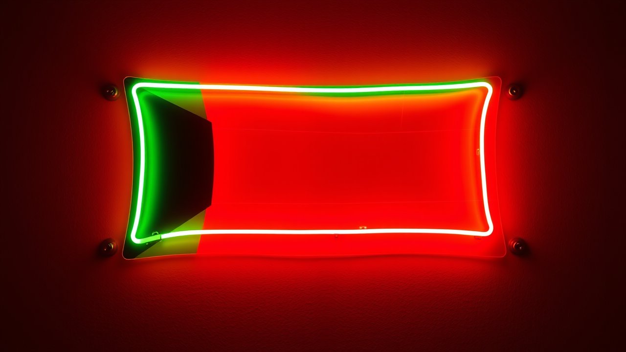 Flag of Kuwait 🇰🇼 in neon sign style