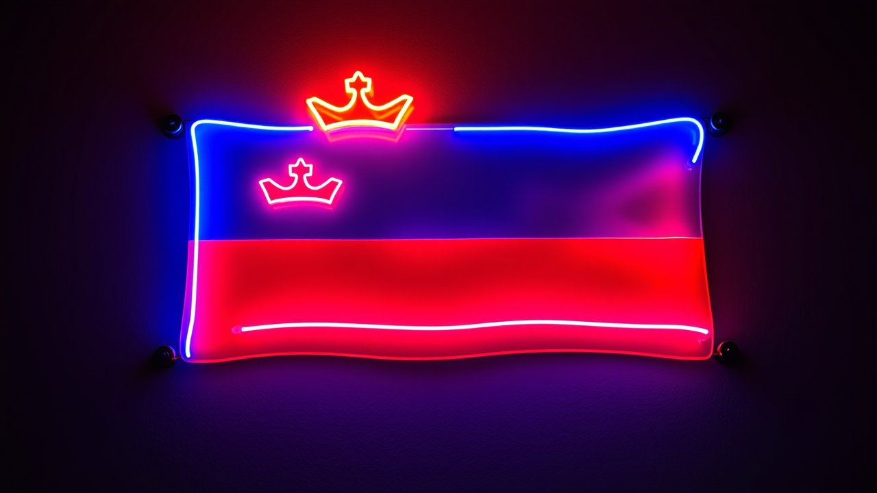 Flag of Liechtenstein 🇱🇮 in neon sign style