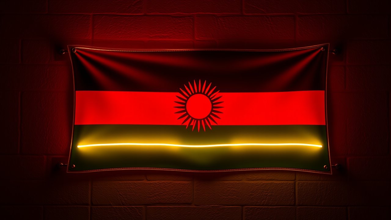 Flag of Malawi 🇲🇼 in neon sign style