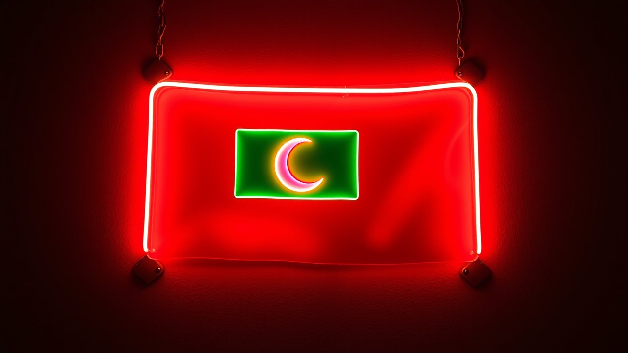 Flag of Maldives 🇲🇻 in neon sign style