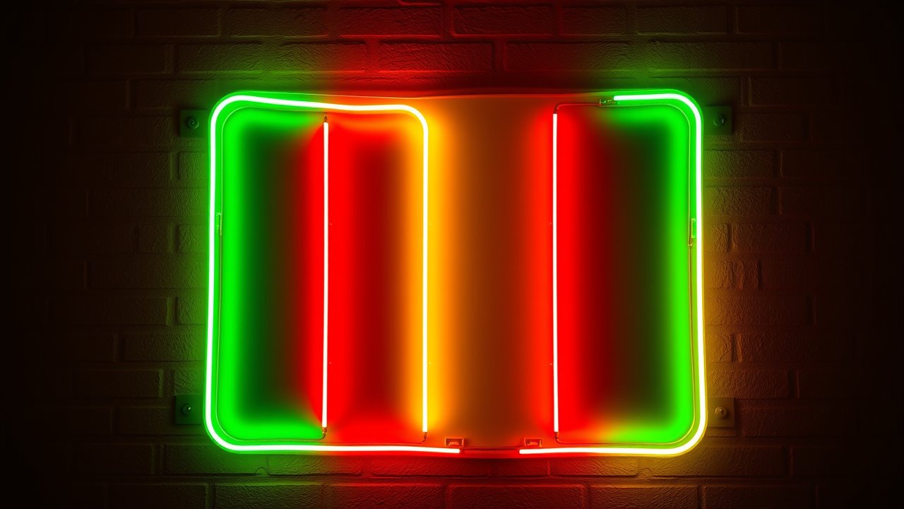 Flag of Mali 🇲🇱 in neon sign style