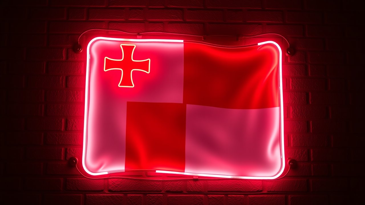 Flag of Malta 🇲🇹 in neon sign style