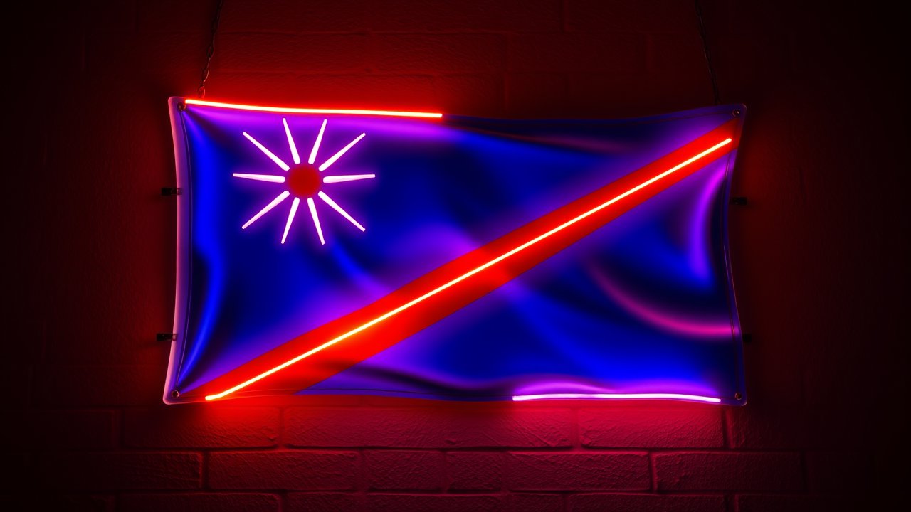 Flag of Marshall Islands 🇲🇠in neon sign style
