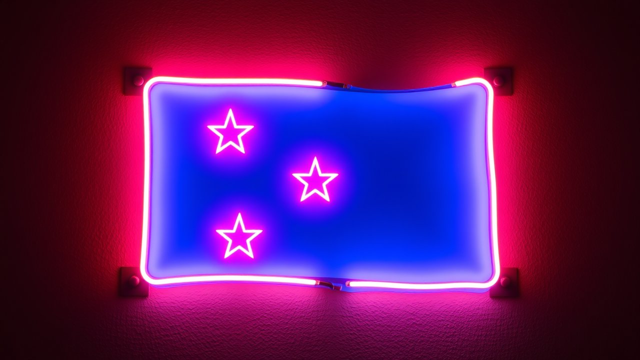 Flag of Micronesia 🇫🇲 in neon sign style
