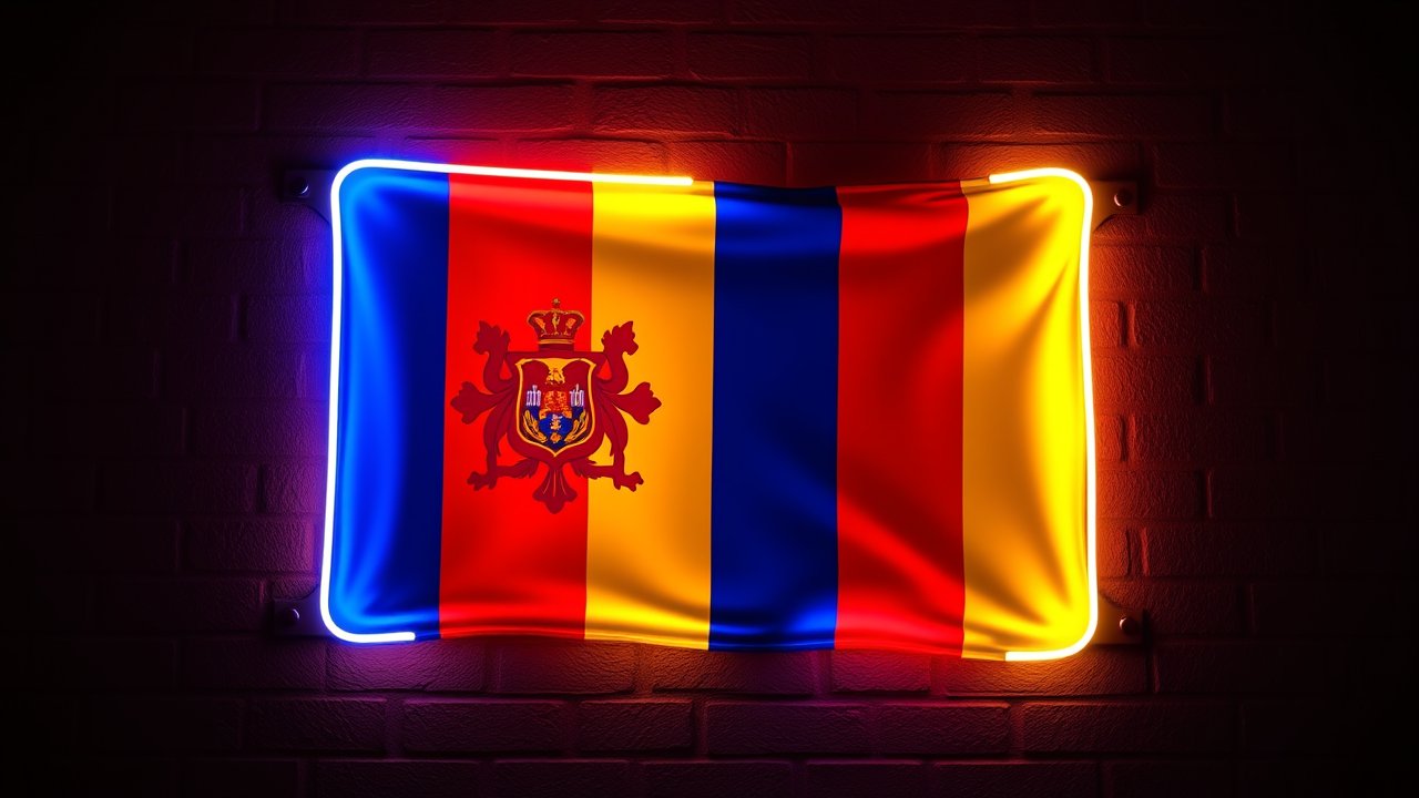 Flag of Moldova 🇲🇩 in neon sign style