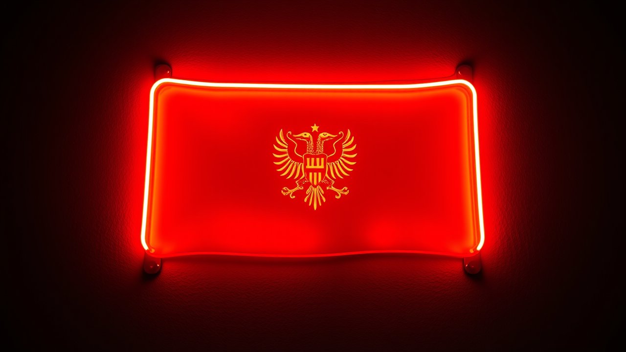 Flag of Montenegro 🇲🇪 in neon sign style