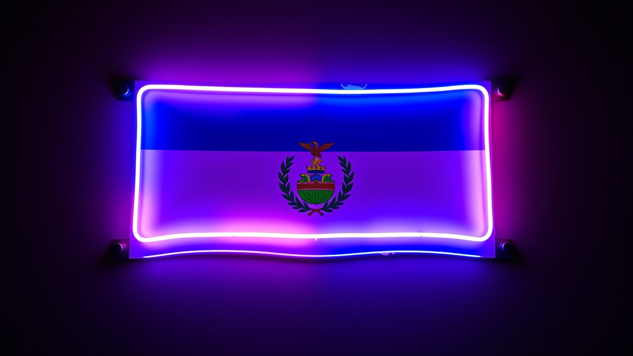 Flag of Nicaragua 🇳🇮 in neon sign style