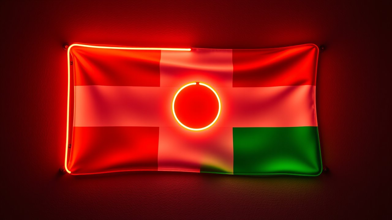 Flag of Niger 🇳🇪 in neon sign style