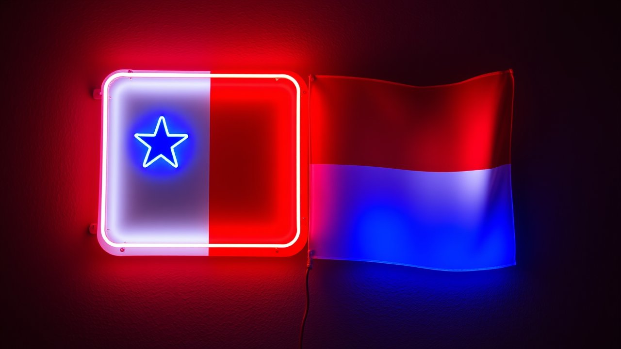 Flag of Panama 🇵🇦 in neon sign style