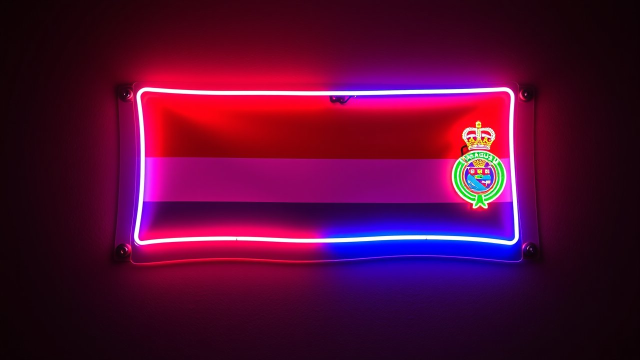 Flag of Paraguay 🇵🇾 in neon sign style