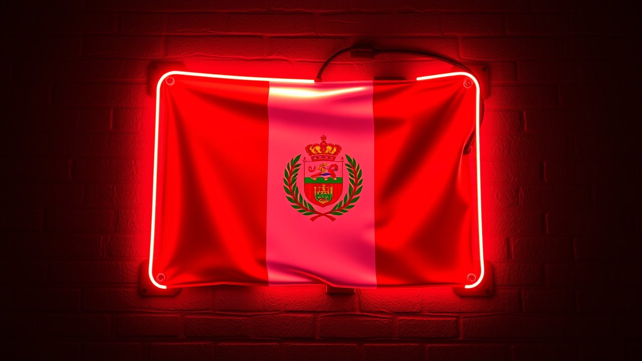 Flag of Peru 🇵🇪 in neon sign style