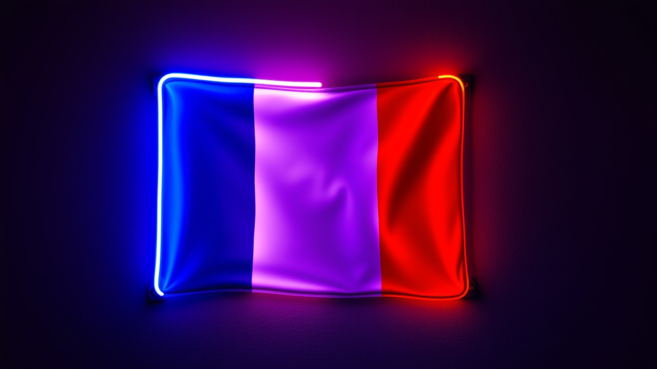 Flag of France in neon sign style