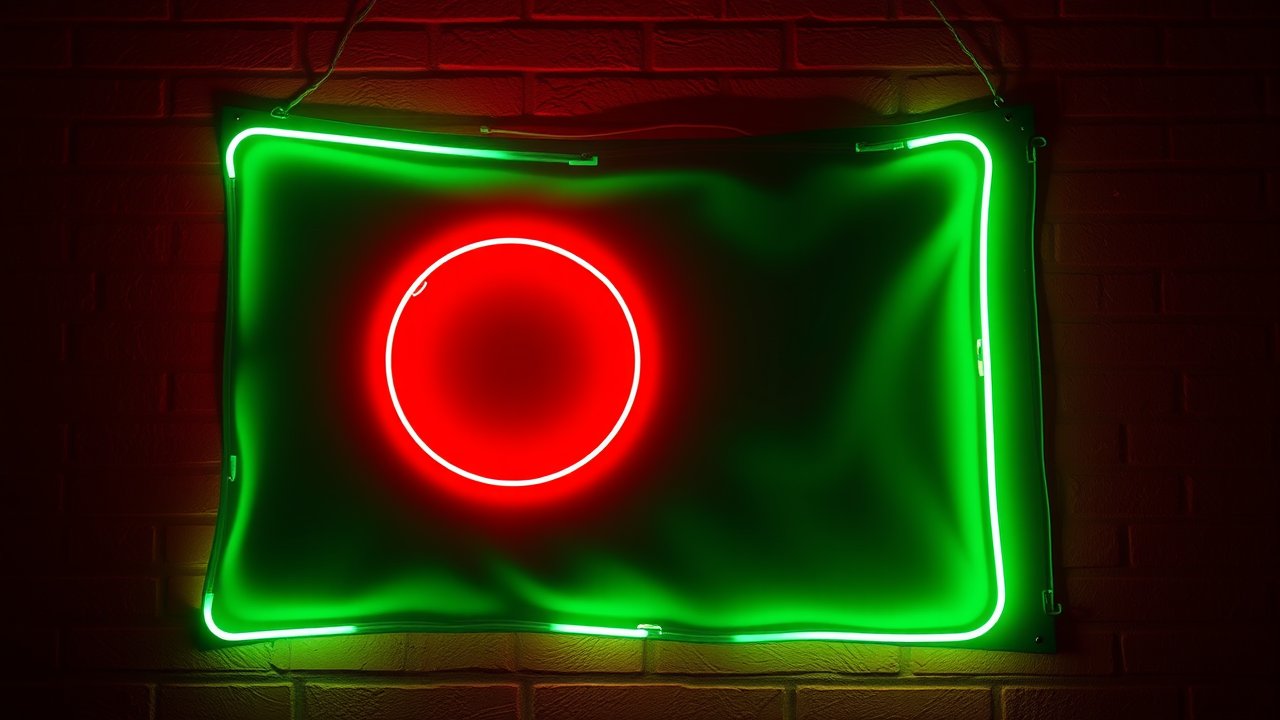 Flag of Bangladesh 🇧🇩 in neon sign style